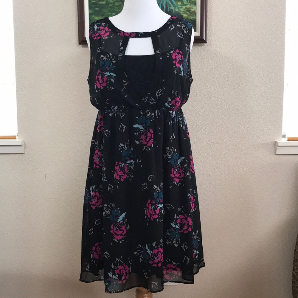 Torrid floral chiffon skater dress